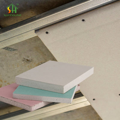 Feuilles de plaque de plâtre de la couleur verte 9mm, panneau de gypse de Sheetrock pour l'immeuble de bureaux