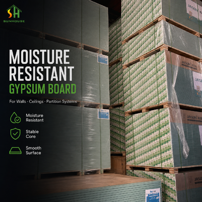 Plaques de gypse de qualité humide avec emballage à l'exportation pour l'expédition de conteneurs